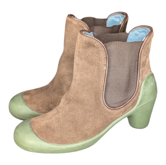 Camper Minie Suede Rubber Ankle Boots Brown Green Women's 7 - Picture 4 of 9